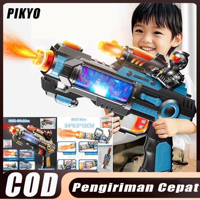 PIKYO Mainan Anak Senapan air/ Anak-anak Listrik Suara-cahaya Stretch Getaran Semprot Senapan air