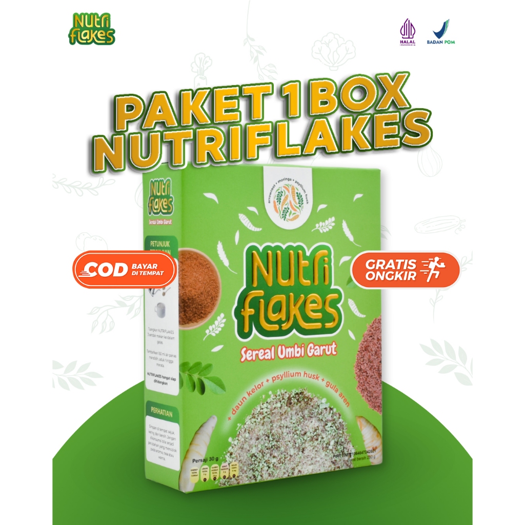

KEMASAN NUTRIFLAKES Sereal Umbi Garut Mengatasi Asam Lambung Maag Gula Darah Tinggi Diabetes Original 280 gr / Oat Maag