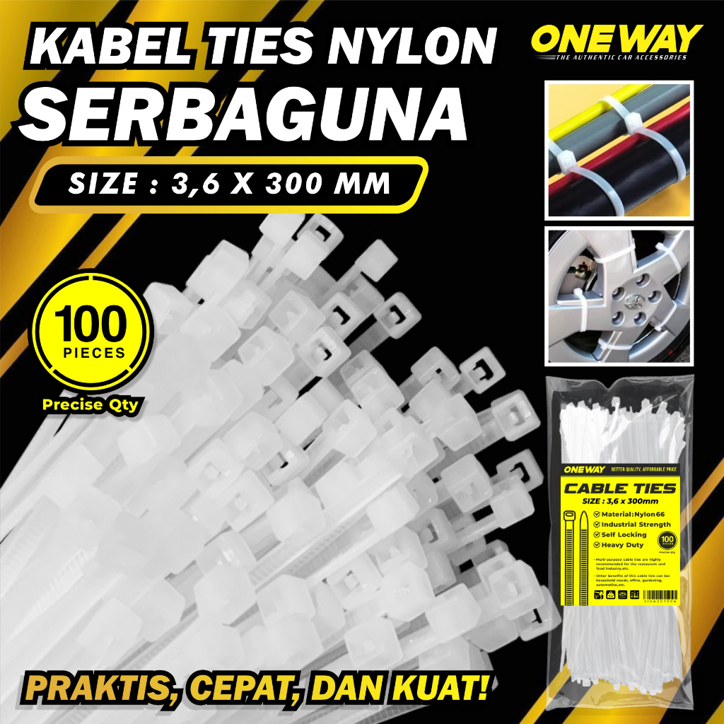 

Kabel Tis Nilon 3,6 x 300mm (30cm) Putih Kabel Tis Nilon isi 100pcs High Quality
