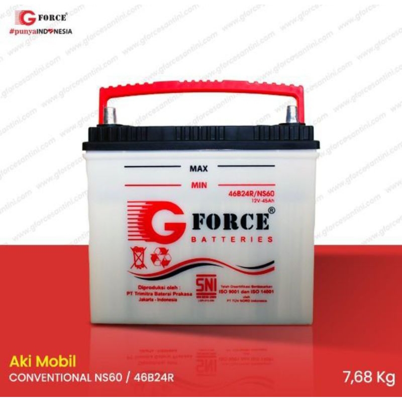 AKI MOBIL G-FORCE NS60 12V 45AH (AKI BASAH)