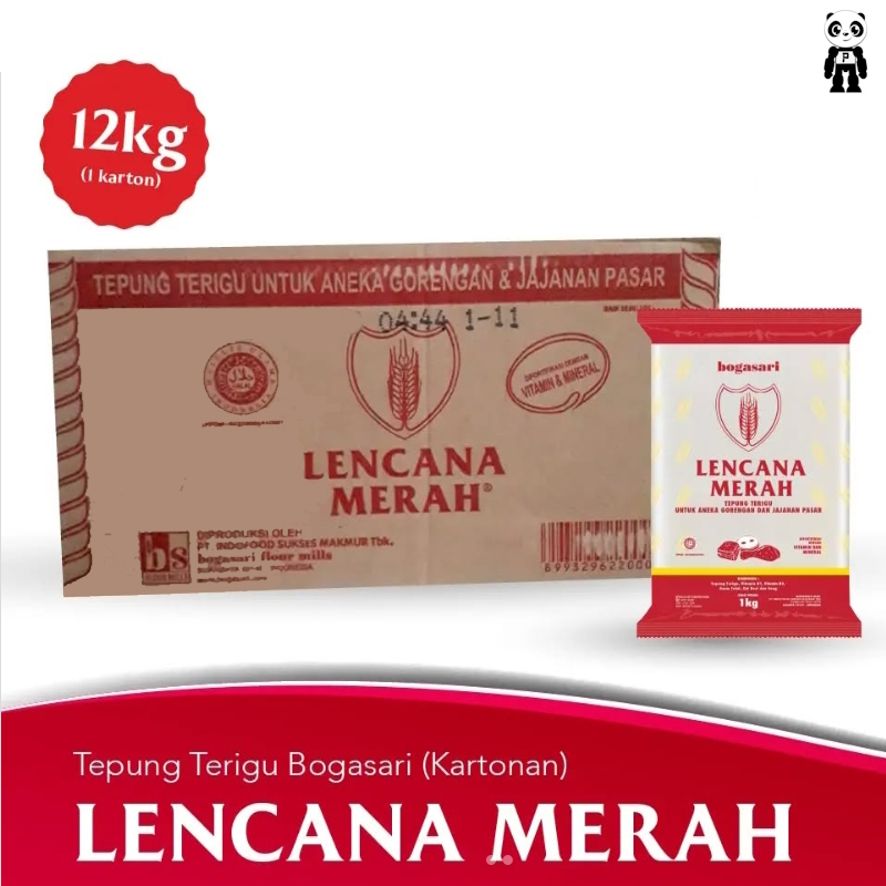 

Lencana Merah Dus Karton isi 12 Bungkus X 1Kg Tepung Terigu untuk Gorengan dan Kue Jajanan