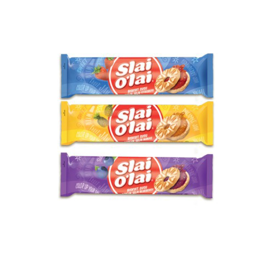 

JUAL PER 5 BUNGKUS - Snack Biskuit Roma Slai Olai Sachet 32gr - Blueberry / Pineapple Nanas / Strawberry