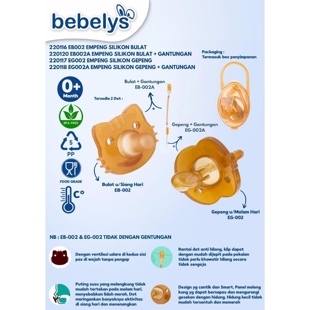Bebelys Empeng Dot Bayi 0+ Round / Empeng Dot Bayi Gepeng 3+ / Bebelys Empeng Bayi Pacifier Full Sil