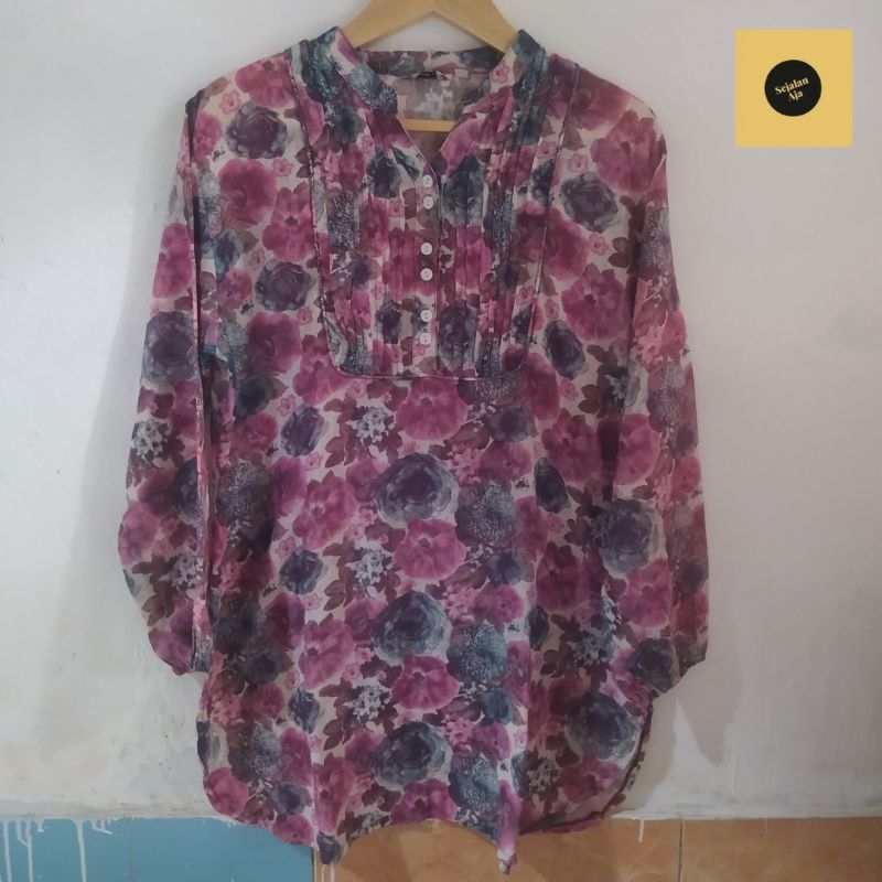 BLOUSE LENGAN PANJANG MOTIF BUNGA WANITA