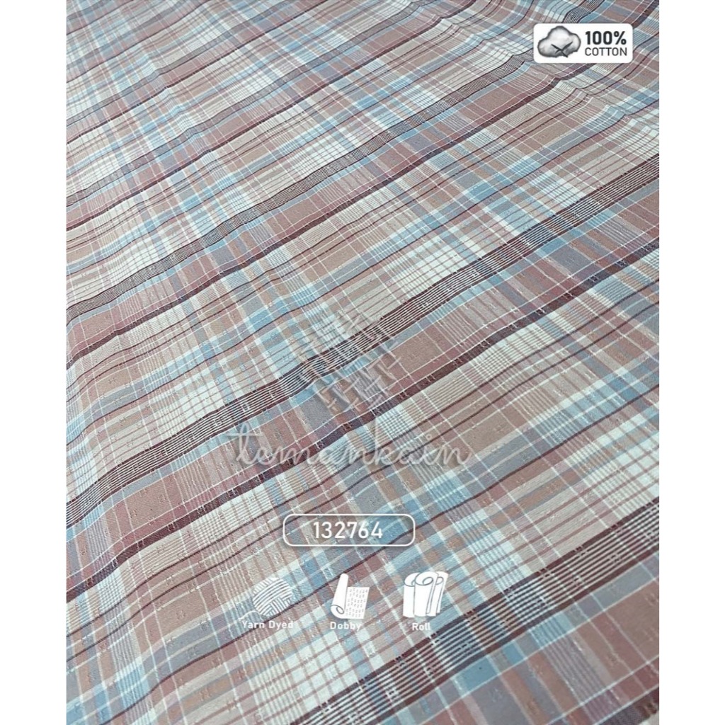 (50 CM) Kain Full Cotton Combed 30s Yarn Dyed Premium Motif Kotak-Kotak Temankain 132764 | Bahan Kai