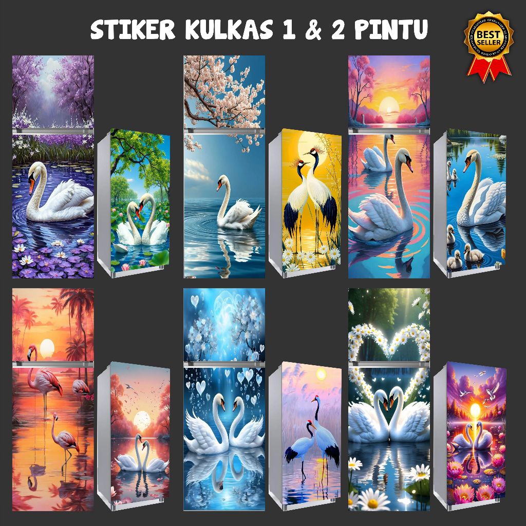 STICKER KULKAS MOTIF ANGSA TERBARU-STICKER KULKAS 1 PINTU DAN 2 PINTU TAHAN PANA S TAHAN AIR-KUL 13