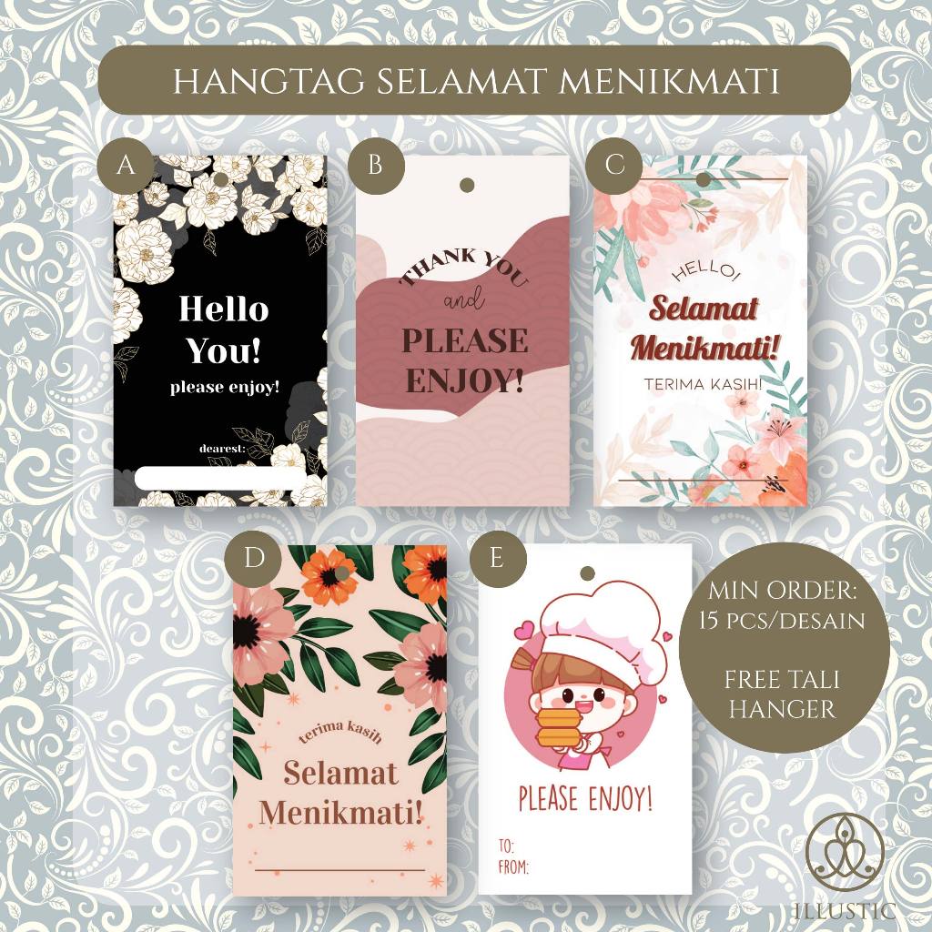 Kartu Ucapan Selamat Menikmati/Hangtag Selamat Menikmati/Kartu Nasi Kotak/Label Selamat Menikmati un