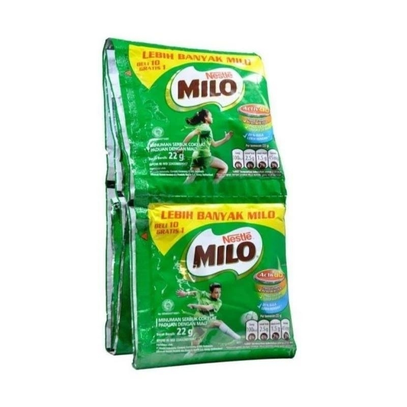 

MILO Renceng 22g Isi 10 Sachet + 1 Gratis | Minuman Energi Cokelat