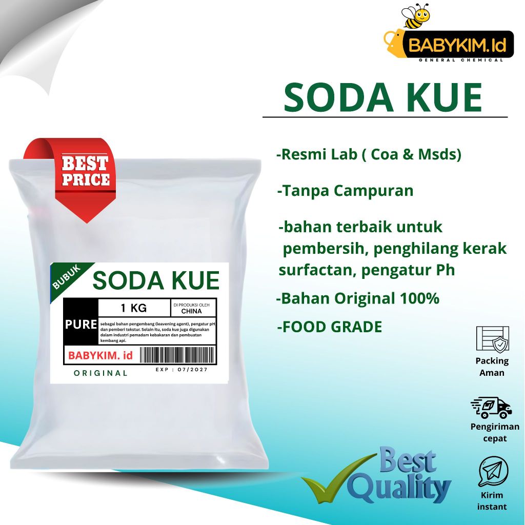 

Soda Kue / Sodiukm Bicarbonate Food Grade 1 kg