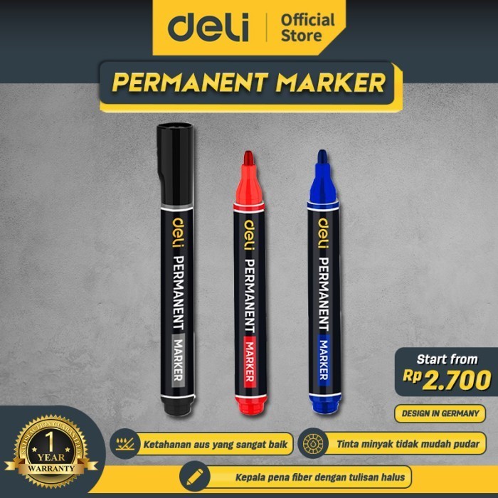 

Deli Permanent Marker / Spidol Permanent Tinta Warna EDL-JH0X-E1