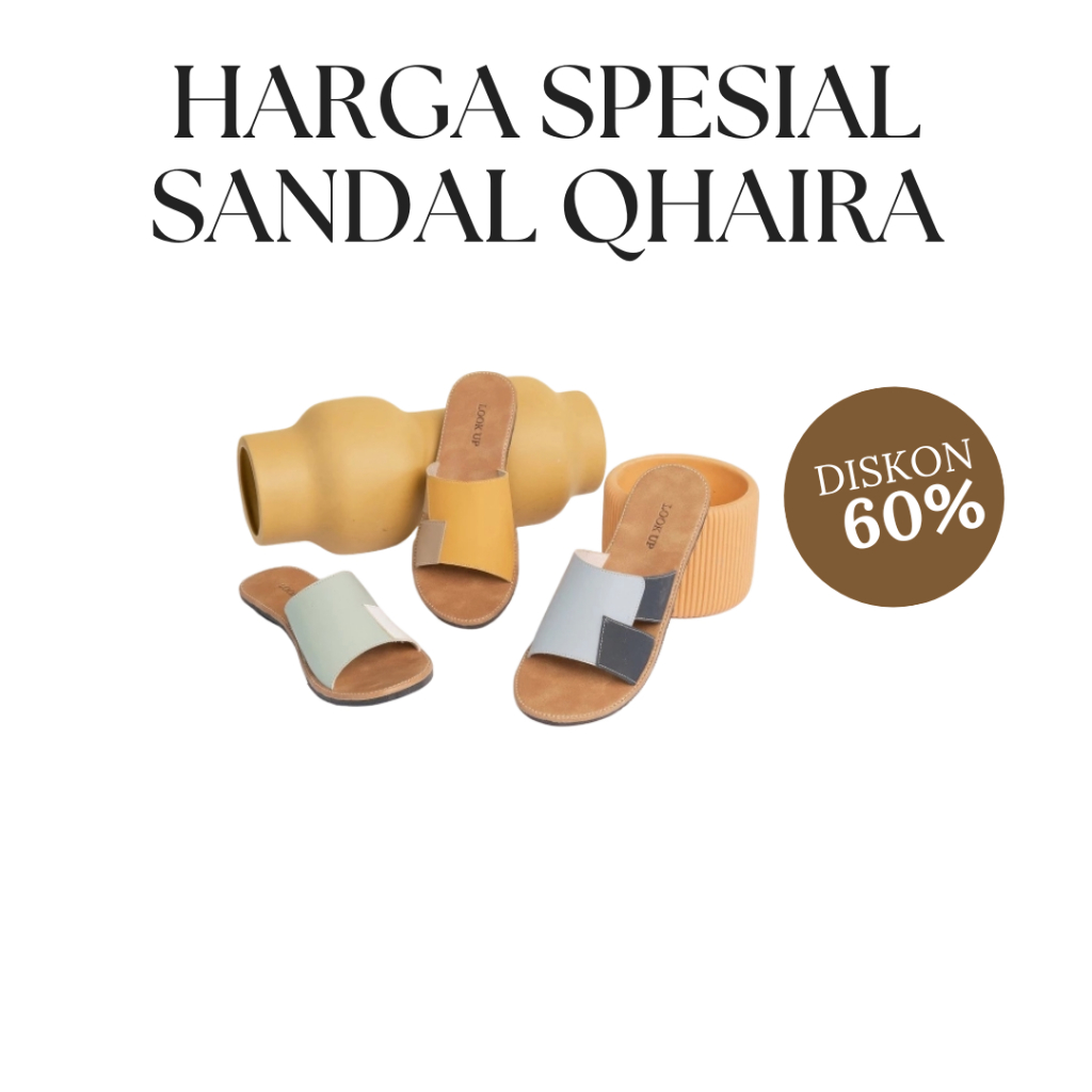 Look Up QHAIRA Sandal Wanita Sandal Wanita Slop Kokop Slide Sandal Flat