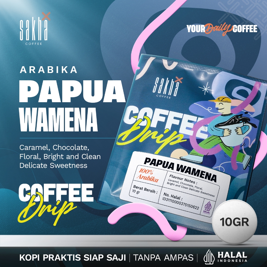 

Drip Bag Coffe Arabica Papua Kopi Arabika Asli Murni Siap Seduh Siap Minum