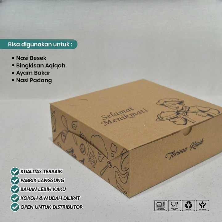 

Dus Kotak Coklat Selamat Menikmati 1 Pack Isi 20 Pcs Box Catering Snack Nasi Kraft Tidak Laminasi Motif