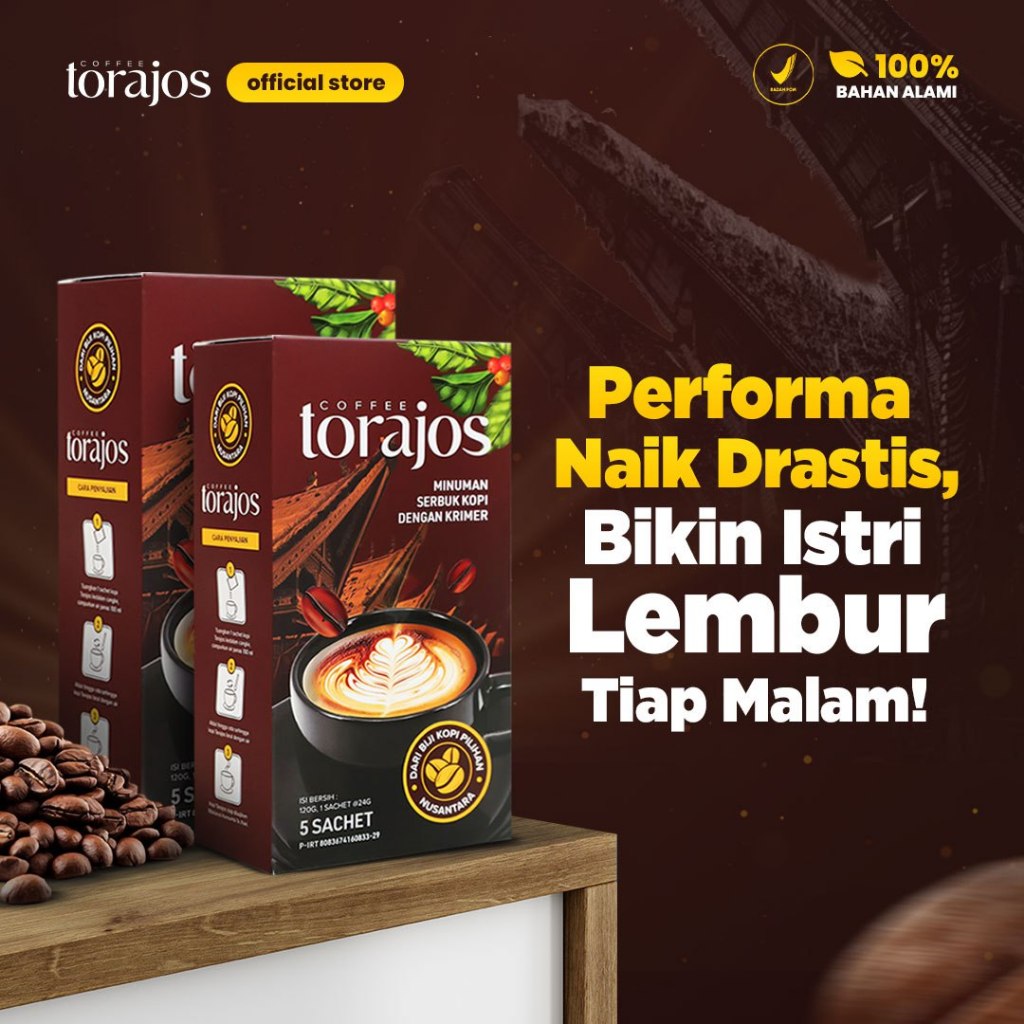

Torajos - Kopi kuat stamina Pria Dengan ekstrak gingseng dan tongkat ali paket - 2 box