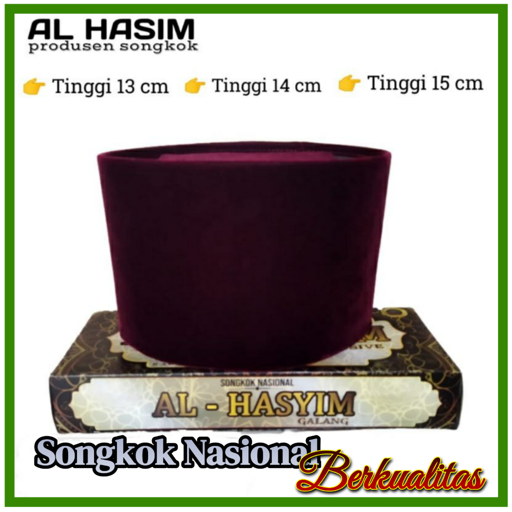Songkok Merah MARON ,Peci Merah MAROON AC Tinggi 13cm 14cm 15cm berkualitas tebal dan halus