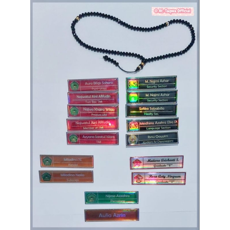

Name Tag Dada Termurah / Papan Nama Dada Guru Santri Siswa