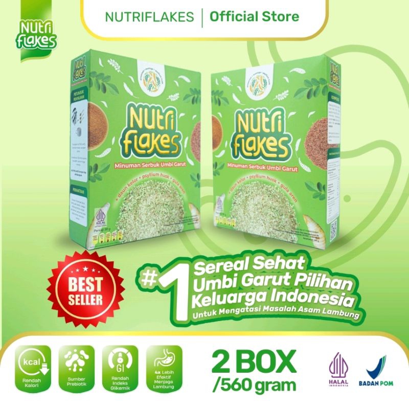 

PAKET 2 BOX Nutriflakes Sereal Umbi Garut - Ampuh Mengatasi Asam Lambung, Maag Dan Gerd