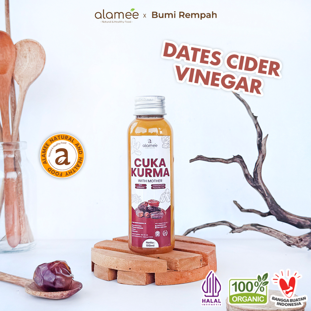 

ALAMEE Cuka Kurma With Mother Original Dates Cider Vinegar Fermentasi Probiotik Herbal 100ml