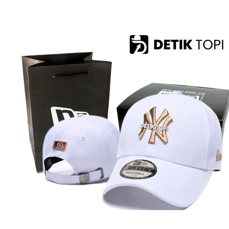 Topi Baseball NY New York Putih Emas White Gold Logo Bordir