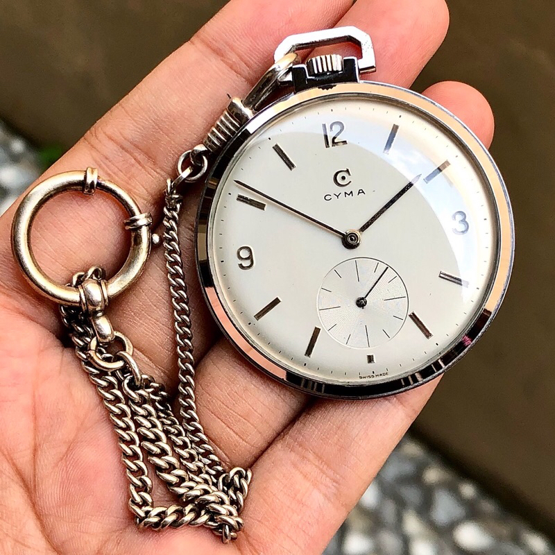 Vintage Cyma Subsec Swiss Pocket Watch