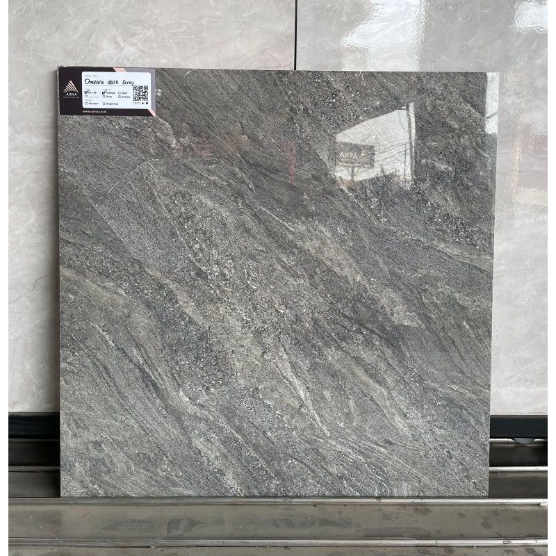 GRANITE LANTAI 60X60 OMKARA DARK GREY KW1 | GLOSSY | ARNA