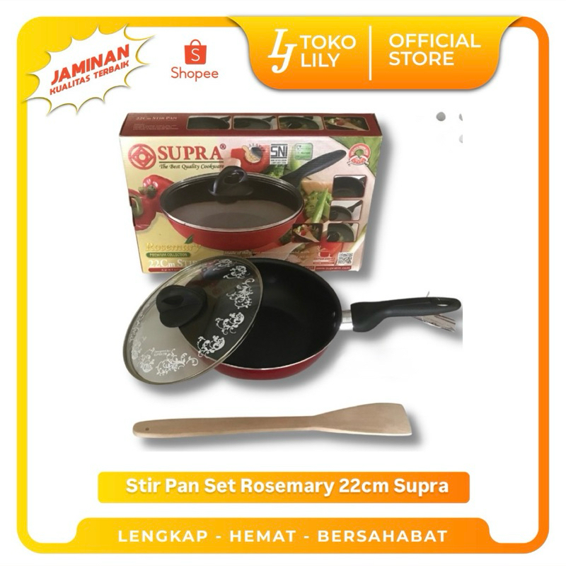 Wajan Penggorengan Stir Pan 22cm Rosemary Set Supra (Bonus Spatula)