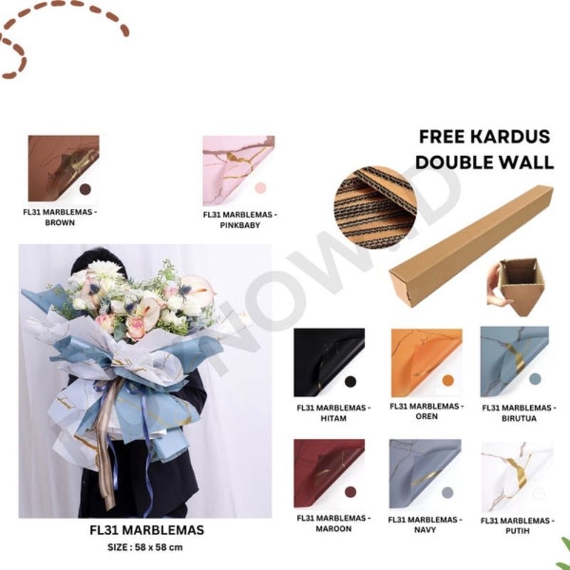 

5 LEMBAR - FL 31 MARBEL EMAS KERTAS BUNGA PAPER BUKET MOTIF FLORIST CELLOPHANE
