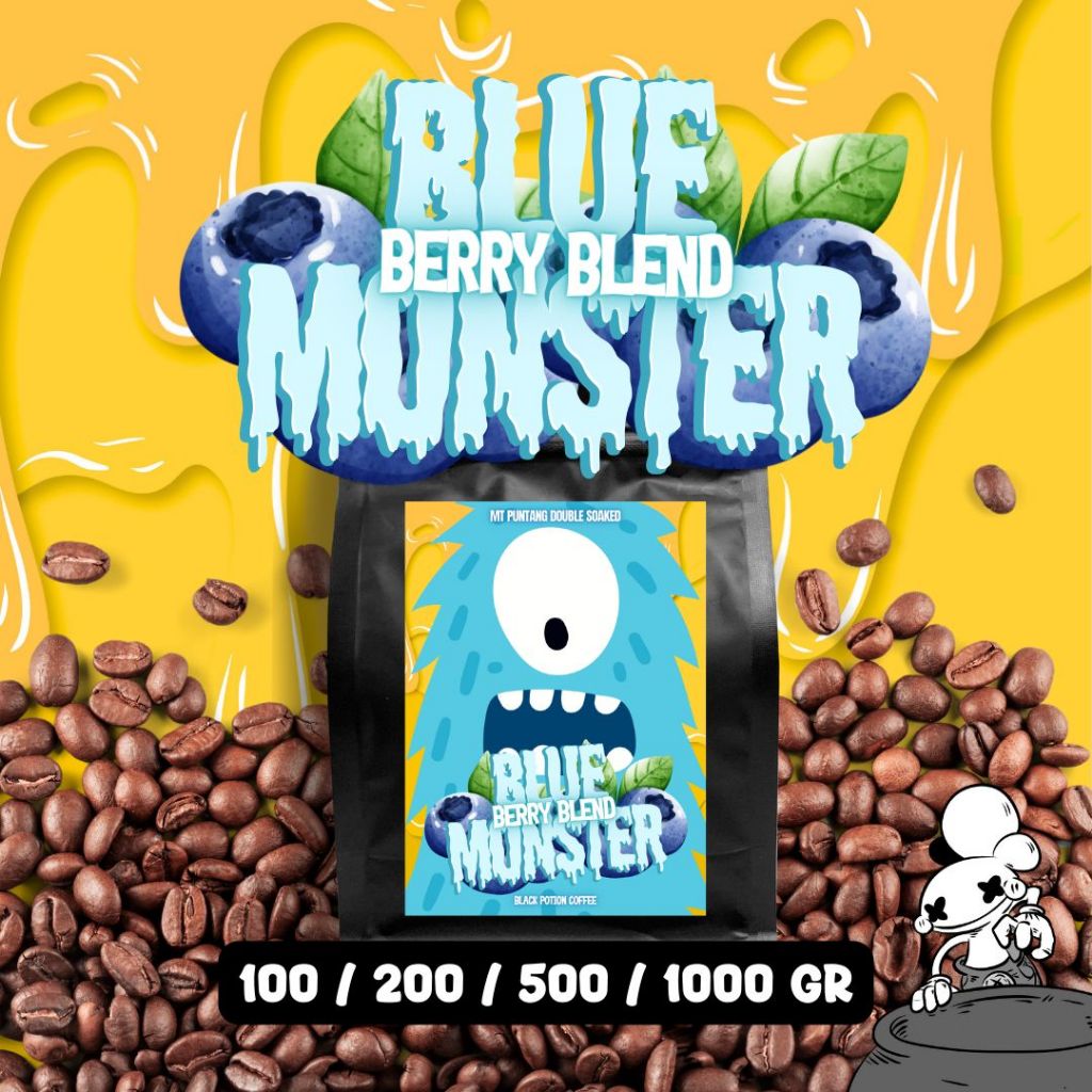 

Blue Berry Blend Monster Biji Kopi Arabika - Roasted Coffee Bean BLACK POTION COFFEE
