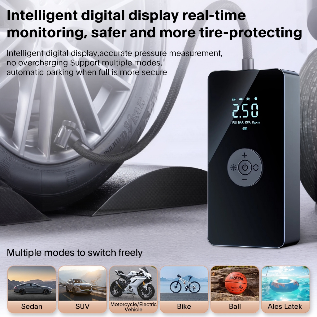 cuci gudang amazefan pompa ban mobil truk motor elektrik cek tekanan kompresor mini angin digital