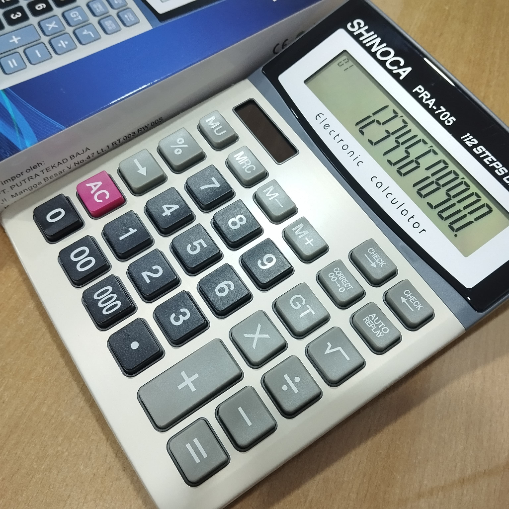 

Kalkulator Meja Shinoca PRA-705 – 14 Digit, Auto Replay, Check & Correct