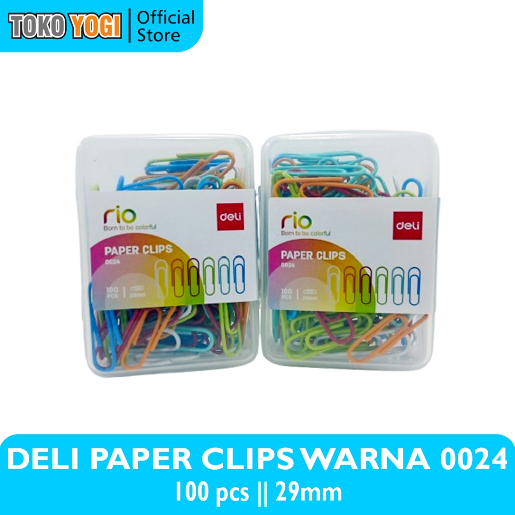 

DELI PAPER CLIPS 0024 ISI 100pcs 29mm WARNA