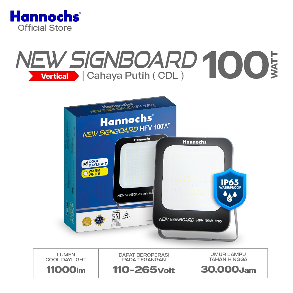 Hannochs Lampu Sorot New Signboard 100W Cahaya Putih Vertikal