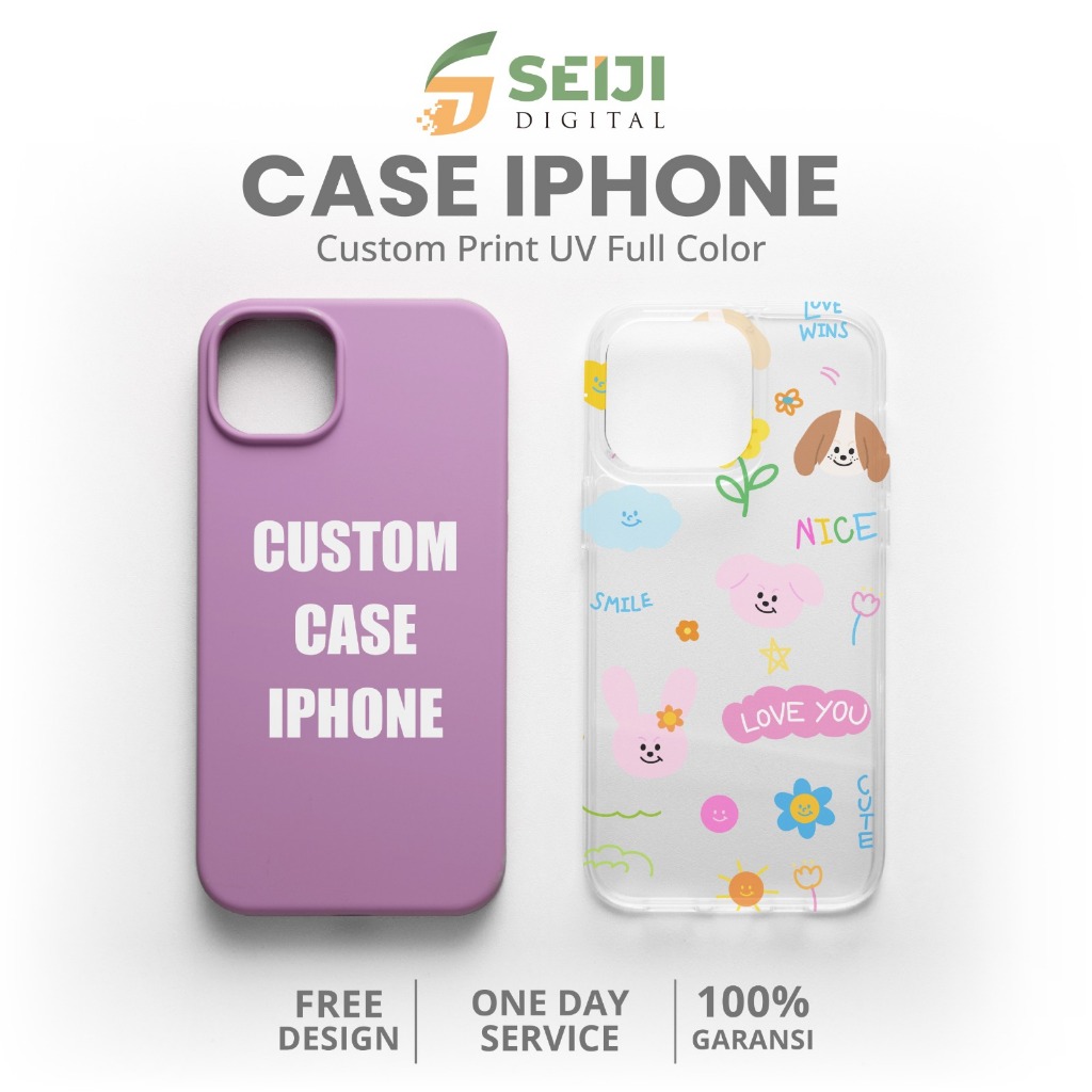 Case Casing iPhone Custom Bebas Cetak UV Print Full Color Hard Aesthetic - Seiji Digital