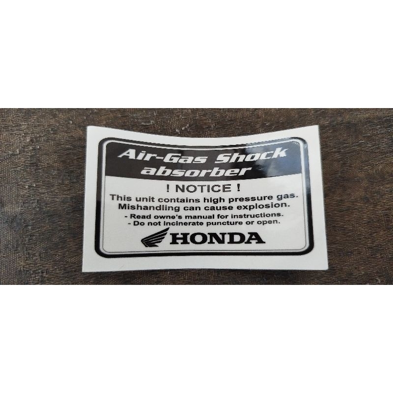 Decal Stiker Perhatian Tabung Shock Belakang Honda