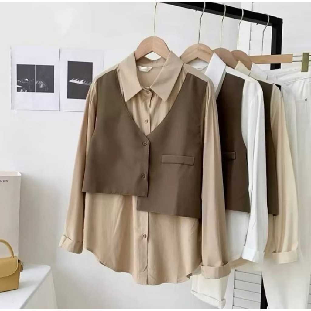 MeccaFashions-ALUNA Kemeja Match Vest Blouse Korean Shakila Virall Jumbo M-L-XL-XXL
