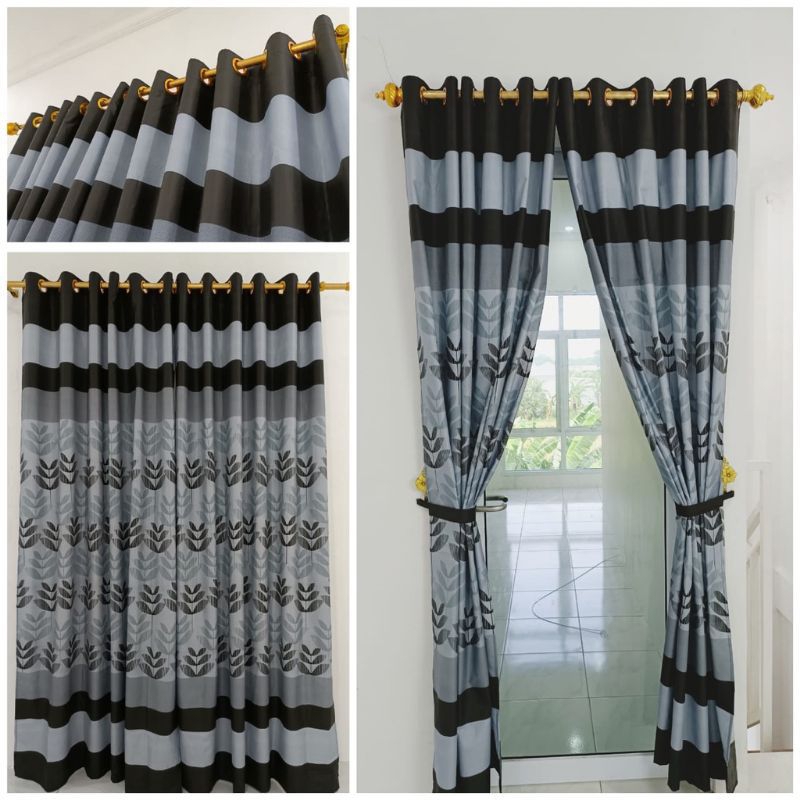 Gorden jendela dan pintu 12 ring bahan katun disperse