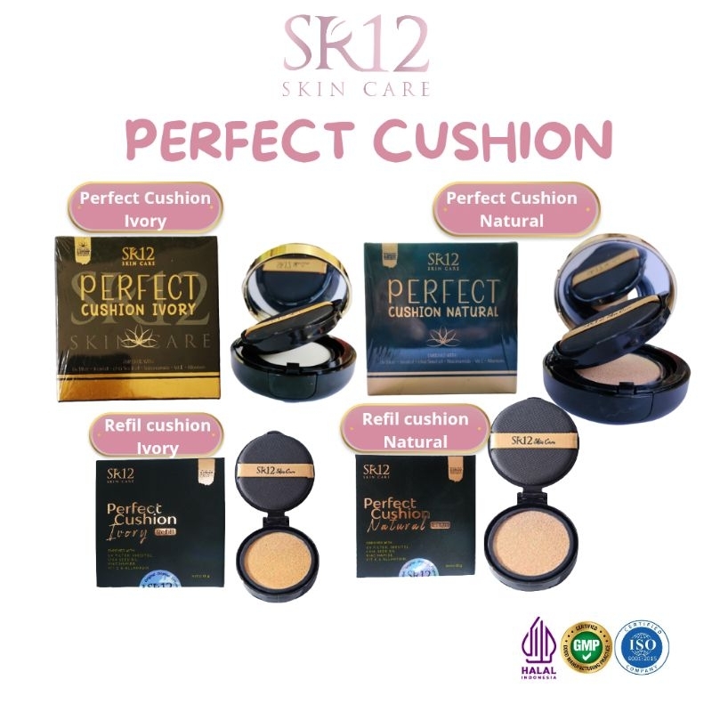 PERFECT CUSHION & REFIL CUSHION SR12 ( Natural - ivory ) 15g | Bedak Tahan Lama waterproof | Bedak b