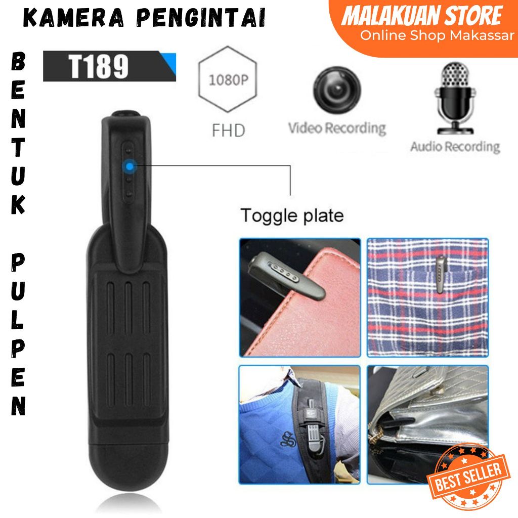 Kamera Pengintai Spy Camera WIFI Bentuk PulpenClip 1080P / Kamera Tersembunyi / SPY Cam  Kamera Mini