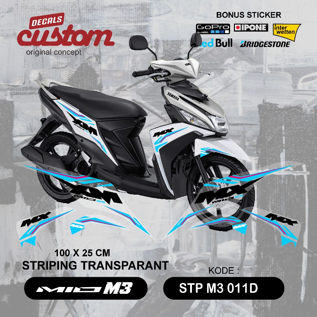 TRANSPARAN stiker motor yamaha MIO M3 decal striping transparan uv mio m3 125