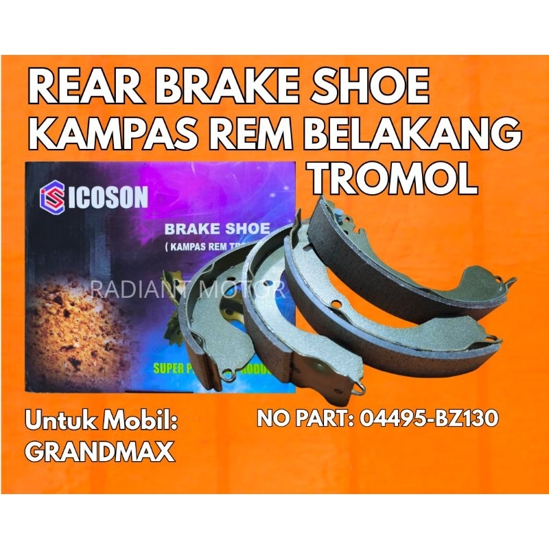 Kampas Rem Belakang Grandmax – Icoson Rear Brake Shoe Tromol