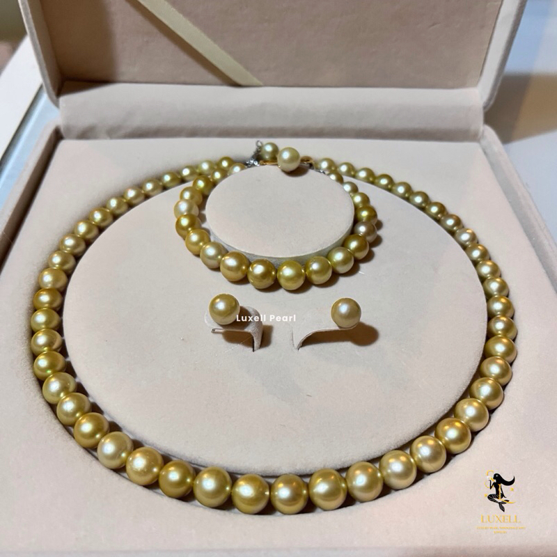 Satu Set Perhiasan Mutiara Air Laut Asli Lombok  Bersertifikat FREE ONGKIR| Kalung Mutiara Air Laut