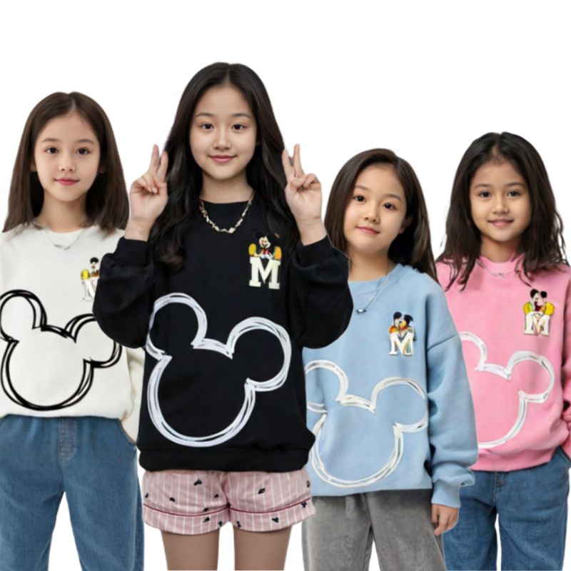 Sweater Kekinian Anak Remaja Perempuan Mickey Head plus Simbol - Fashion Anak Remaja Hijab - Ootd Re