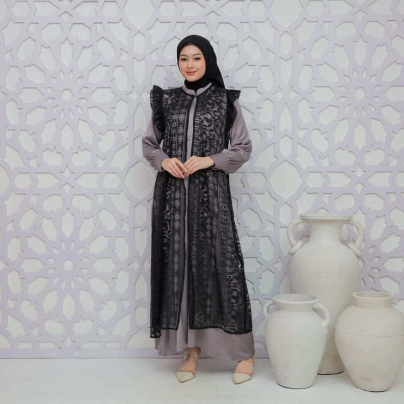 Mirani Nura Dress gamis basic rompi chantily - Gamis Brokat Elegan – Baju Muslim Wanita Syari Modern