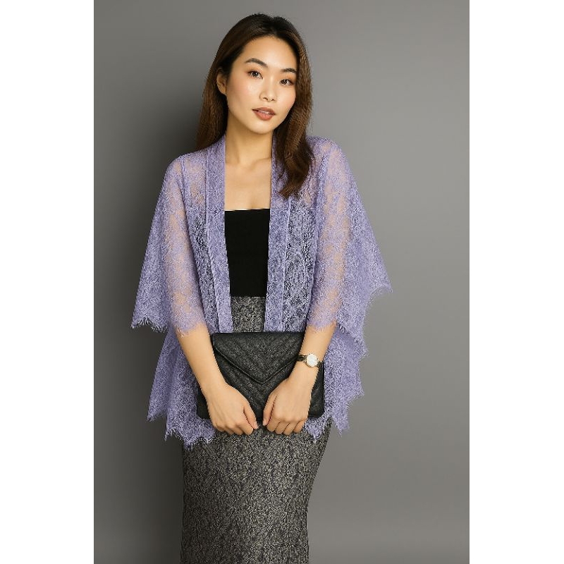 [ COD ] Outer brokat cape cardigan chantilly / cape brokat chantilly anggun di pakai / outwear broka