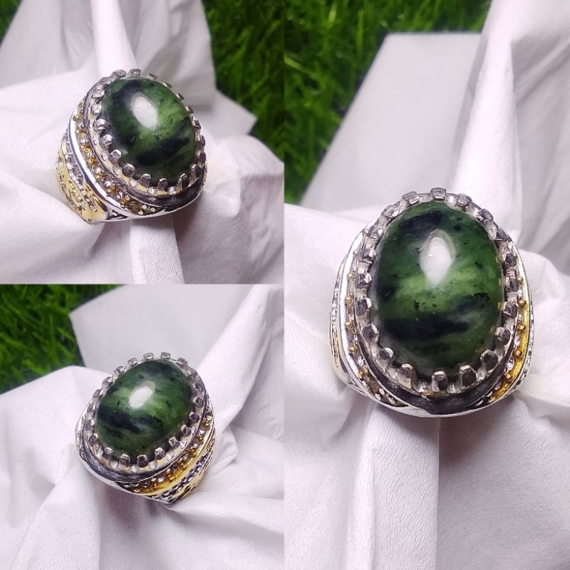 Batu cincin giok hijau Aceh natural Jade jadeite Zz19
