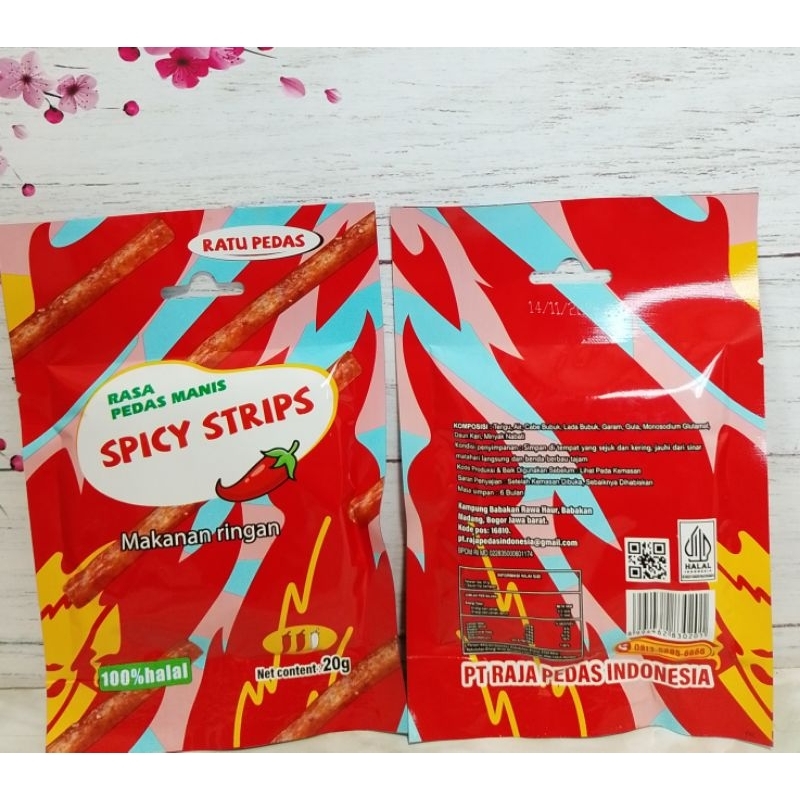 

RATU PEDAS HOTT Spicy Strips Makanan Ringan Isi 120 pcs/ Dus Exp 2026 Rasa Pedas Manis Uk 20gram Best Seller