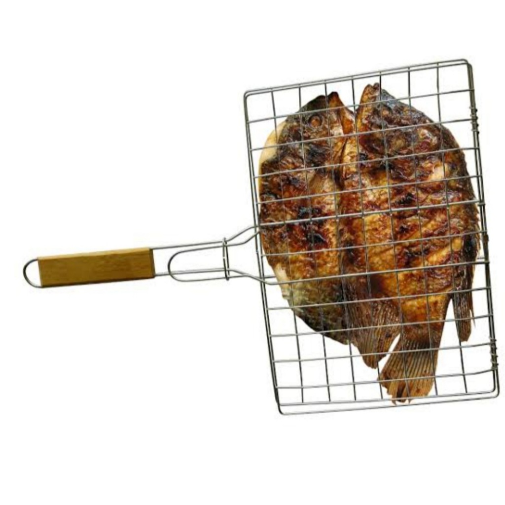 Alat Panggang Jepit Panggangan Ikan Gagang Kayu Ukuran Besar