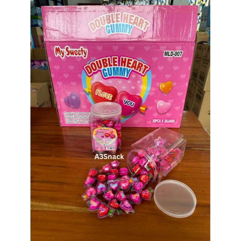 

permen gummy lunak i love you rasa buah 1 toples isi 30 pcs
