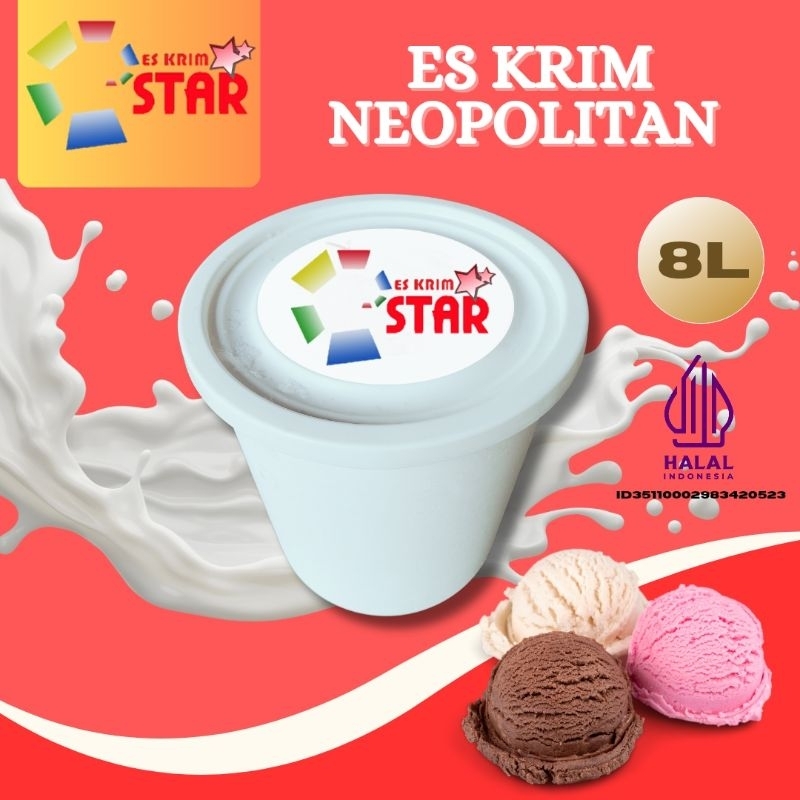 

Ice Cream Es Krim Star Neopolitan 3in1 8 liter