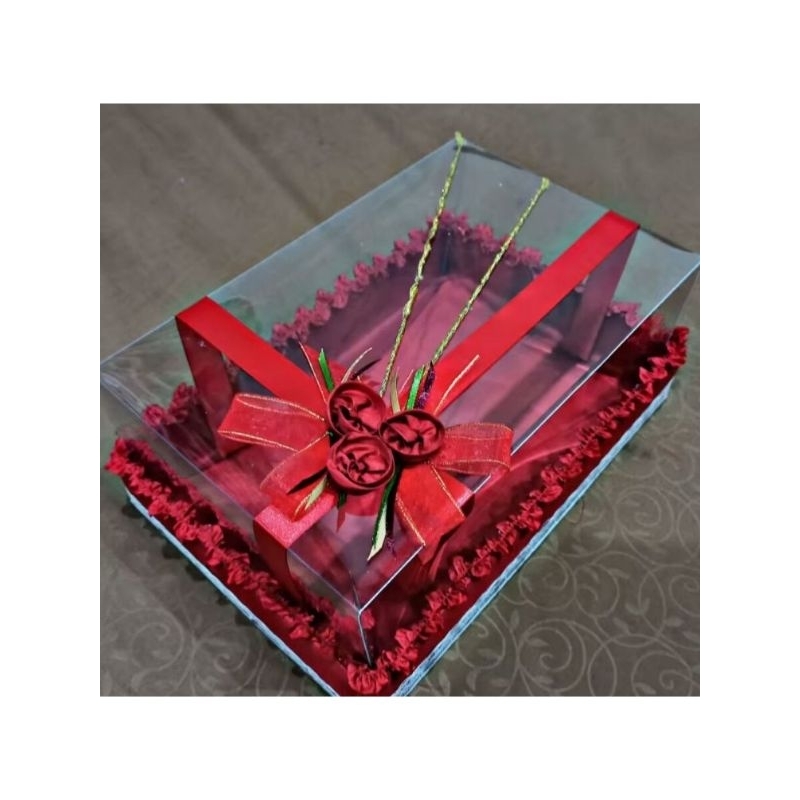 

BOX / KOTAK SESERAHAN LAMATAN / KOTAK HANTARAN LAMARAN & PERNIKAHAN 1 PCS + TUTUP MIKA WARNA MERAH MAROON